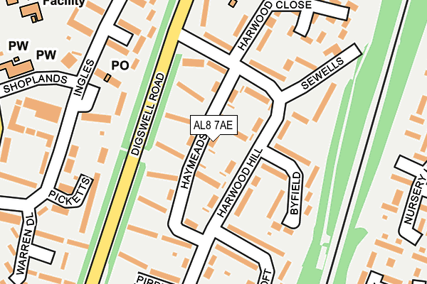 AL8 7AE map - OS OpenMap – Local (Ordnance Survey)