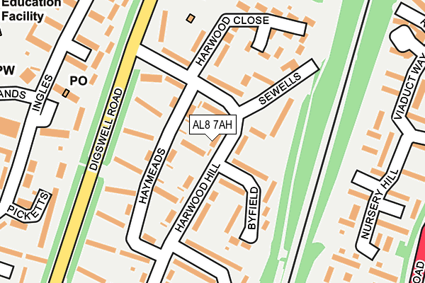 AL8 7AH map - OS OpenMap – Local (Ordnance Survey)