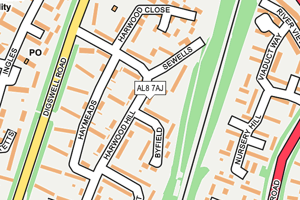 AL8 7AJ map - OS OpenMap – Local (Ordnance Survey)