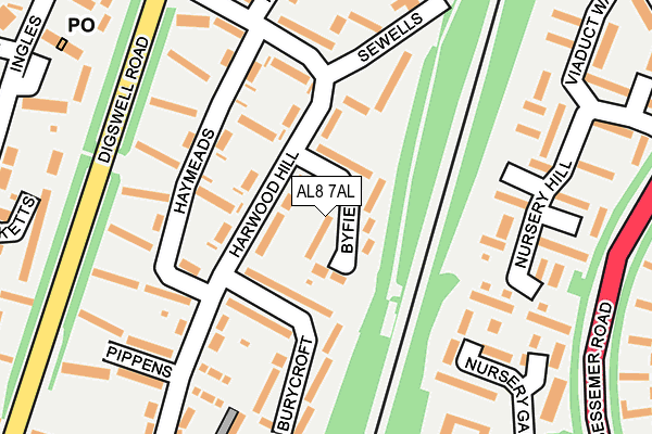 AL8 7AL map - OS OpenMap – Local (Ordnance Survey)