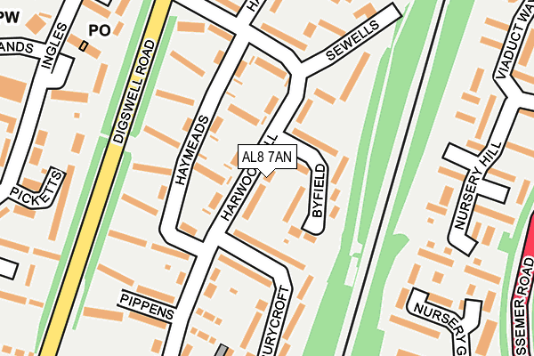 AL8 7AN map - OS OpenMap – Local (Ordnance Survey)