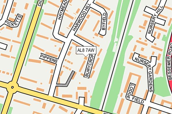 AL8 7AW map - OS OpenMap – Local (Ordnance Survey)