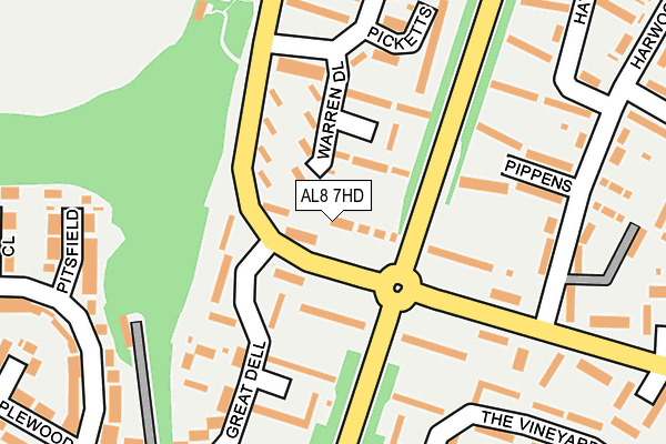AL8 7HD map - OS OpenMap – Local (Ordnance Survey)
