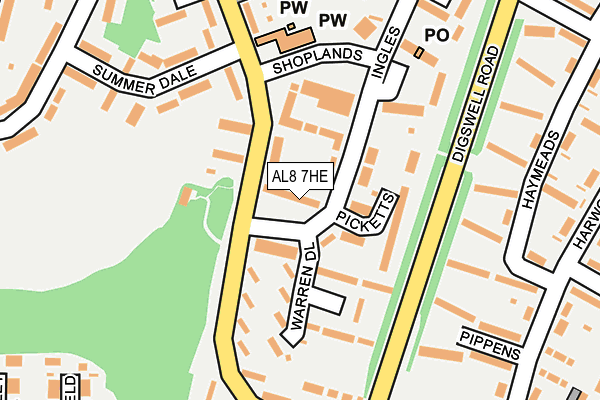 AL8 7HE map - OS OpenMap – Local (Ordnance Survey)
