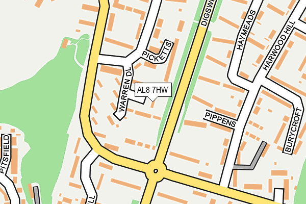 AL8 7HW map - OS OpenMap – Local (Ordnance Survey)
