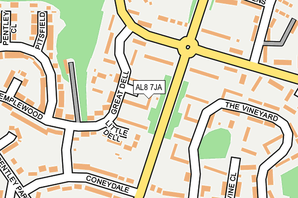 AL8 7JA map - OS OpenMap – Local (Ordnance Survey)