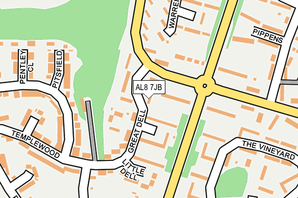 AL8 7JB map - OS OpenMap – Local (Ordnance Survey)