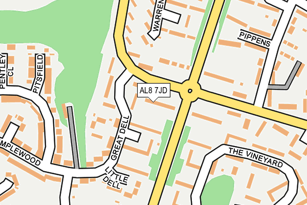 AL8 7JD map - OS OpenMap – Local (Ordnance Survey)