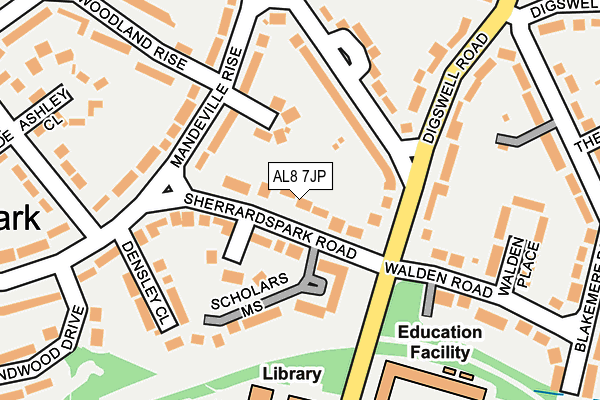 AL8 7JP map - OS OpenMap – Local (Ordnance Survey)