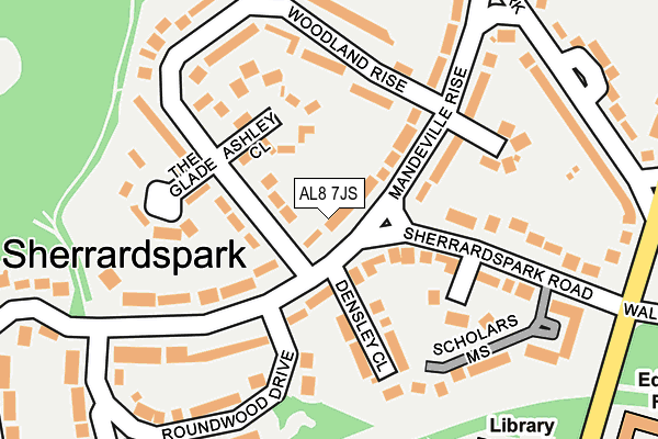 AL8 7JS map - OS OpenMap – Local (Ordnance Survey)