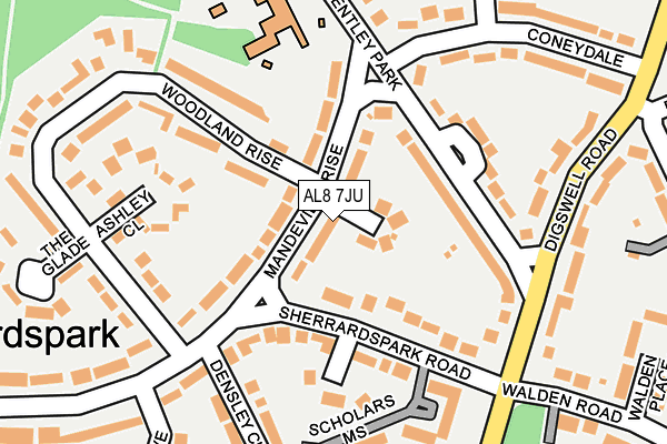 AL8 7JU map - OS OpenMap – Local (Ordnance Survey)