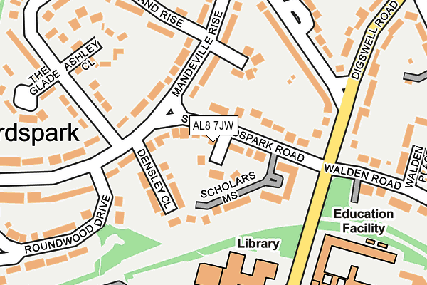 AL8 7JW map - OS OpenMap – Local (Ordnance Survey)