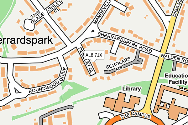 AL8 7JX map - OS OpenMap – Local (Ordnance Survey)