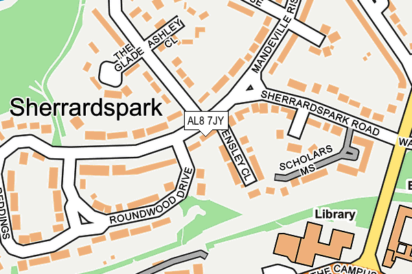 AL8 7JY map - OS OpenMap – Local (Ordnance Survey)