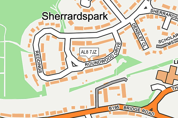 AL8 7JZ map - OS OpenMap – Local (Ordnance Survey)