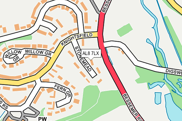 AL8 7LX map - OS OpenMap – Local (Ordnance Survey)