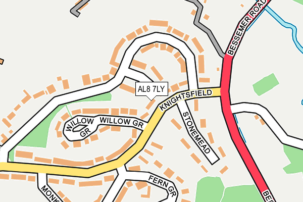 AL8 7LY map - OS OpenMap – Local (Ordnance Survey)