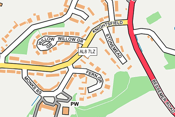 AL8 7LZ map - OS OpenMap – Local (Ordnance Survey)