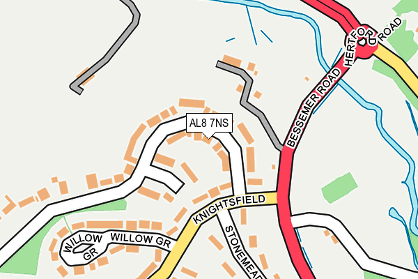 AL8 7NS map - OS OpenMap – Local (Ordnance Survey)