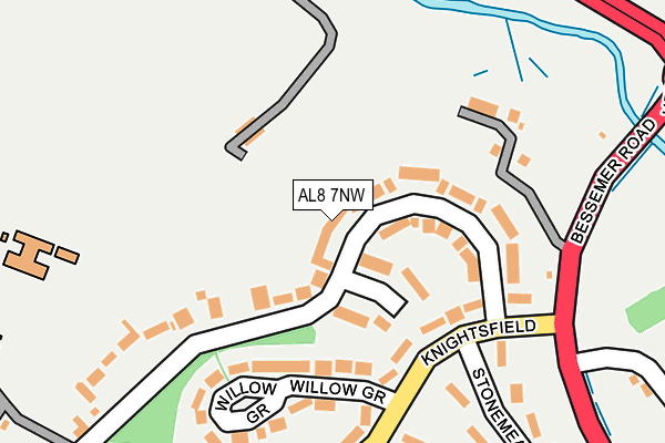 AL8 7NW map - OS OpenMap – Local (Ordnance Survey)