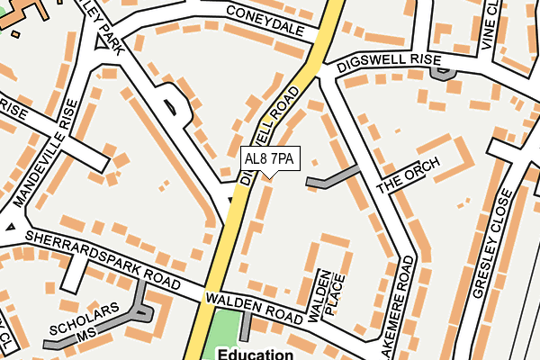 AL8 7PA map - OS OpenMap – Local (Ordnance Survey)