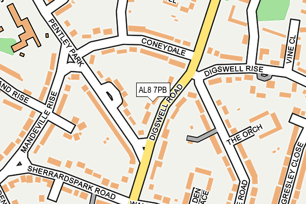 AL8 7PB map - OS OpenMap – Local (Ordnance Survey)
