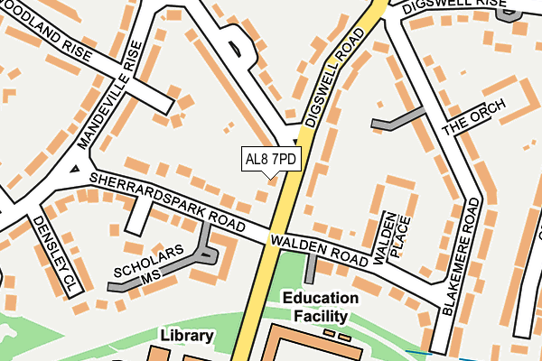 AL8 7PD map - OS OpenMap – Local (Ordnance Survey)