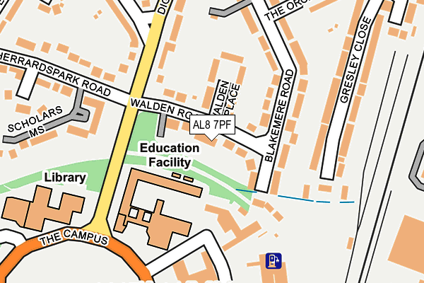 AL8 7PF map - OS OpenMap – Local (Ordnance Survey)