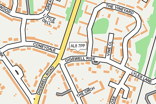AL8 7PP map - OS OpenMap – Local (Ordnance Survey)