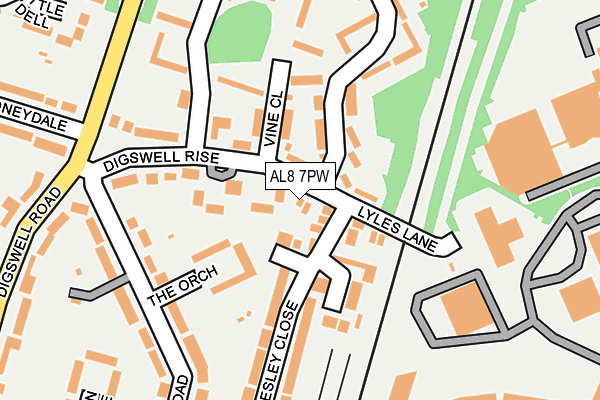 AL8 7PW map - OS OpenMap – Local (Ordnance Survey)