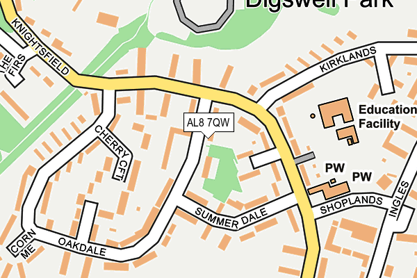 AL8 7QW map - OS OpenMap – Local (Ordnance Survey)
