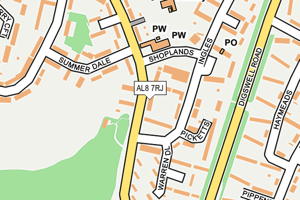 AL8 7RJ map - OS OpenMap – Local (Ordnance Survey)