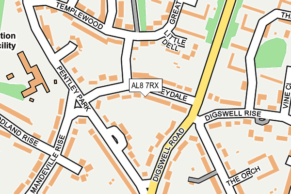 AL8 7RX map - OS OpenMap – Local (Ordnance Survey)