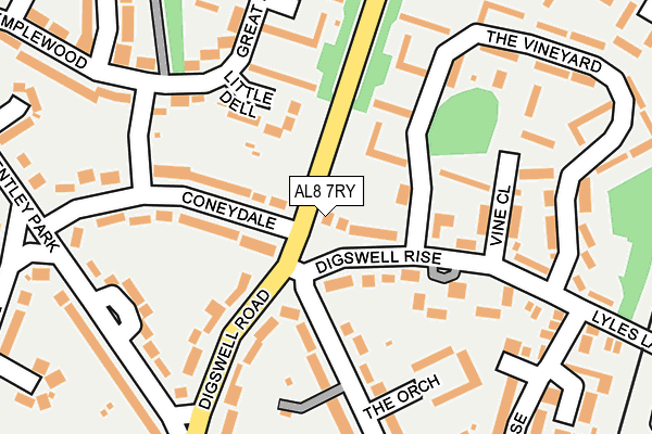 AL8 7RY map - OS OpenMap – Local (Ordnance Survey)