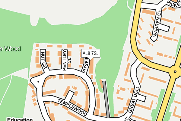 AL8 7SJ map - OS OpenMap – Local (Ordnance Survey)