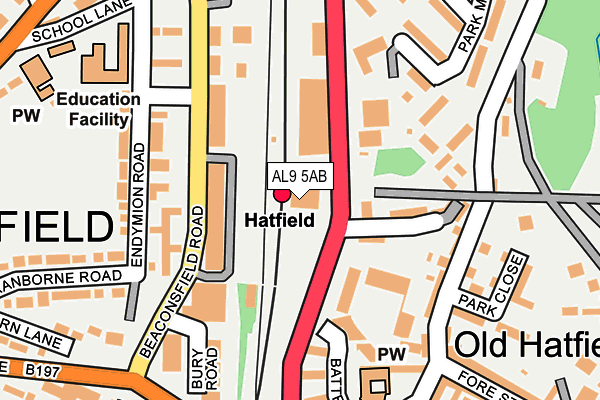 AL9 5AB map - OS OpenMap – Local (Ordnance Survey)