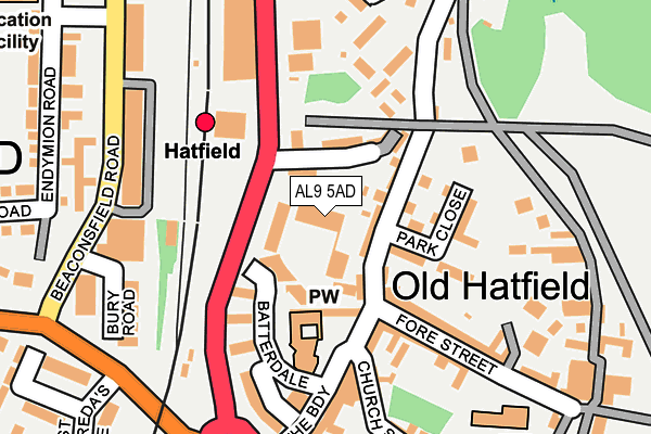 AL9 5AD map - OS OpenMap – Local (Ordnance Survey)
