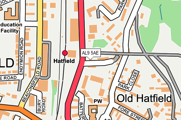 AL9 5AE map - OS OpenMap – Local (Ordnance Survey)