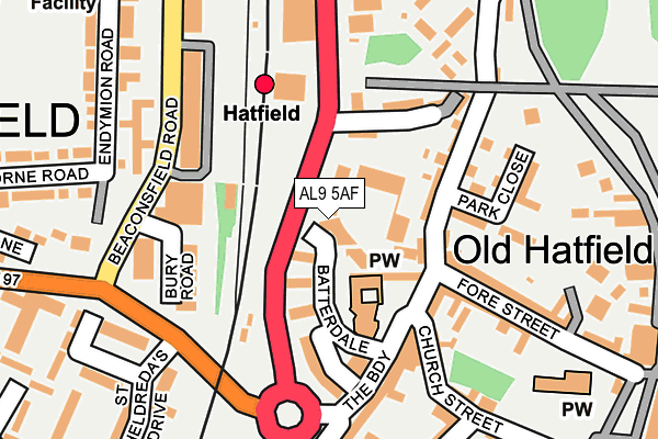 AL9 5AF map - OS OpenMap – Local (Ordnance Survey)
