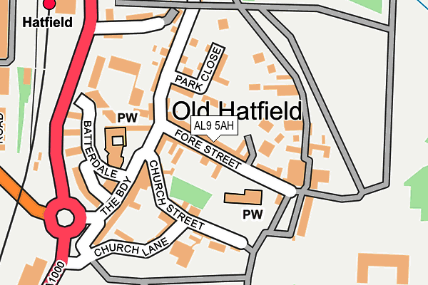 AL9 5AH map - OS OpenMap – Local (Ordnance Survey)
