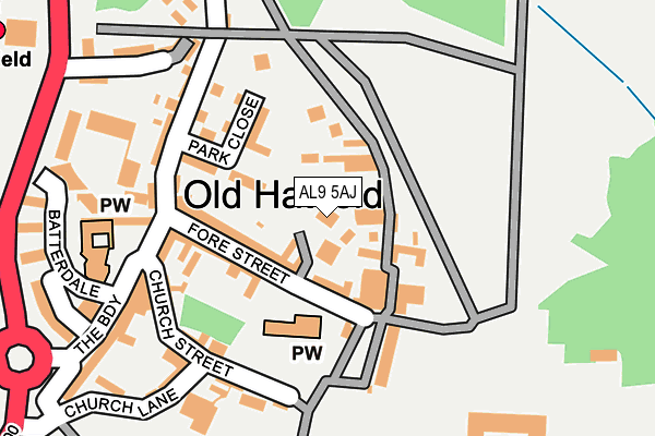AL9 5AJ map - OS OpenMap – Local (Ordnance Survey)