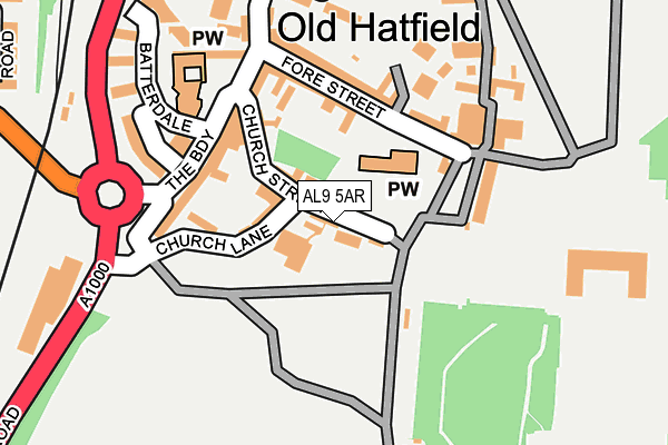 AL9 5AR map - OS OpenMap – Local (Ordnance Survey)