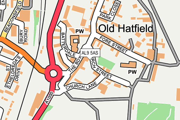 AL9 5AS map - OS OpenMap – Local (Ordnance Survey)