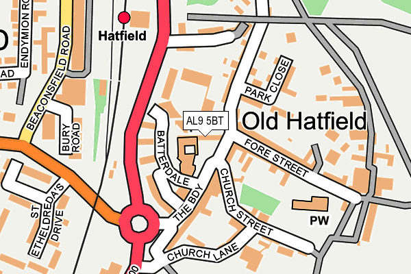 AL9 5BT map - OS OpenMap – Local (Ordnance Survey)