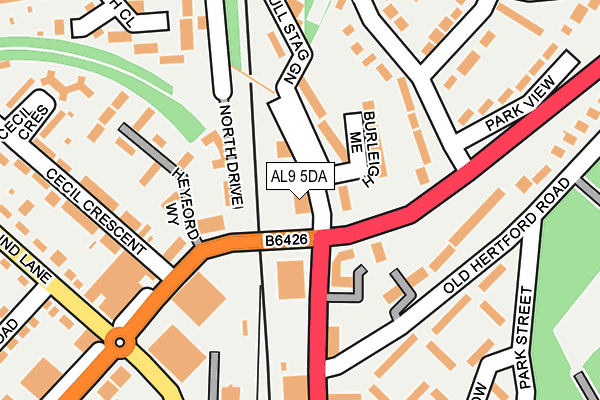 AL9 5DA map - OS OpenMap – Local (Ordnance Survey)