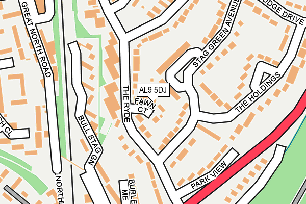 AL9 5DJ map - OS OpenMap – Local (Ordnance Survey)