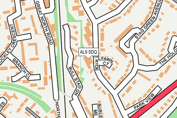 AL9 5DQ map - OS OpenMap – Local (Ordnance Survey)