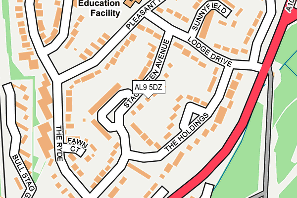 AL9 5DZ map - OS OpenMap – Local (Ordnance Survey)