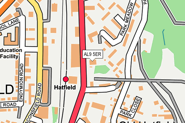 AL9 5ER map - OS OpenMap – Local (Ordnance Survey)