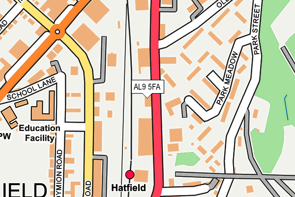 AL9 5FA map - OS OpenMap – Local (Ordnance Survey)